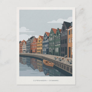 Carte Postale Copenhague Danemark Voyage Design avec Canal
