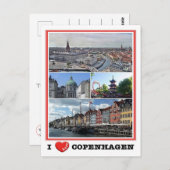 Carte Postale Copenhague - I Love - (Devant / Derrière)