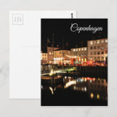 Carte Postale Copenhague la nuit (Devant / Derrière)