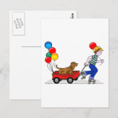 Carte Postale Copie de garçon, chien, Wagon et Ballons (Devant / Derrière)