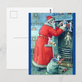 Carte Postale Copie d'image Père Noël antique Foyer de charbon I (Devant / Derrière)