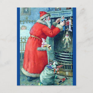 Carte Postale Copie d'image Père Noël antique Foyer de charbon I