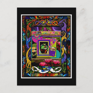 Carte Postale Copie psychédélique de grenouille avec la poche de