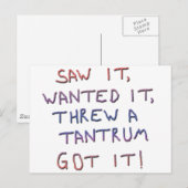 Carte Postale Copie Tantrum (Devant / Derrière)