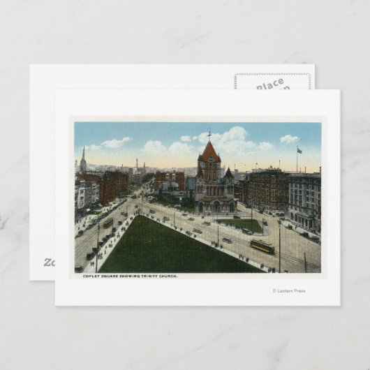 Carte Postale Copley Vue Carré de l'église de la Trinité (Devant / Derrière)