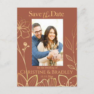 Carte Postale Copper et or Enregistrer la photo de la date