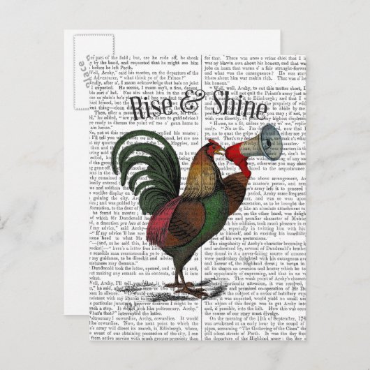 Carte Postale Coq avec Loudhailer 2 (Devant / Derrière)