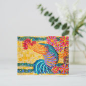 Carte Postale Coq dans les fleurs (Debout devant)
