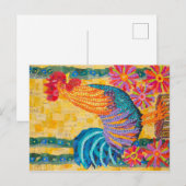 Carte Postale Coq dans les fleurs (Devant / Derrière)