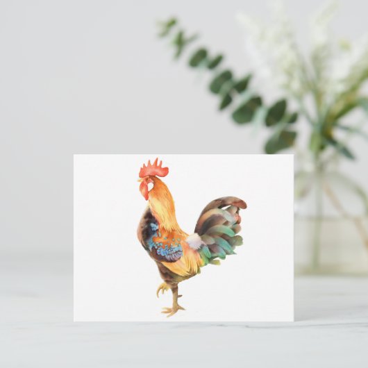 Carte Postale Coq de couleur vive (Debout devant)