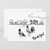 Carte Postale Coq de poulet et ferme de campagne de charme Hen (Devant / Derrière)