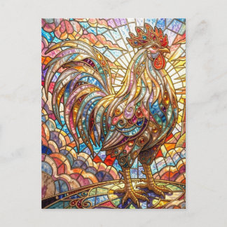 Carte Postale Coq d'or de la mosaïque du chant de lumière