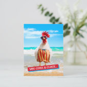 Carte Postale Coq Dude Chillin' à la plage dans les maillots de  (Debout devant)
