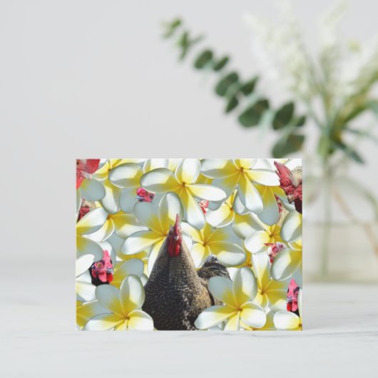 Carte Postale Coq Et Frangipanis, (Debout devant)