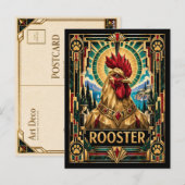 Carte Postale Coq, faune Art Déco (Devant / Derrière)