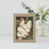 Carte Postale Coq & Hen à l'extérieur Hen House avec frontière b (Debout devant)