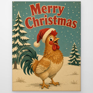 Carte Postale Coq Sapin Cour Animal Noël