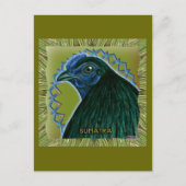 Carte Postale Coq Sumatra encadré (Devant)