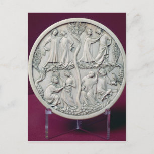 Carte Postale Coque miroir représentant des scènes courtoises, c