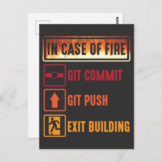 Carte Postale Coque Of Fire git commit git push programmeur de c (Devant / Derrière)