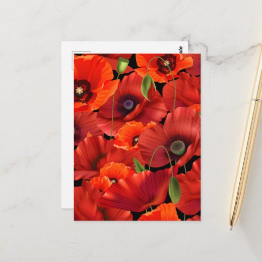 Carte Postale Coquelicot (Devant/Arrière en situation)