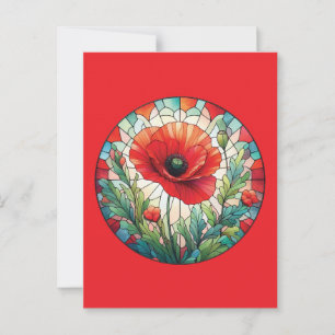 Carte Postale Coquelicot en vitrail