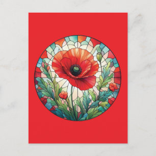 Carte Postale Coquelicot en vitrail