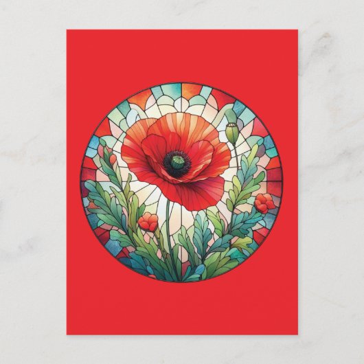Carte Postale Coquelicot en vitrail (Devant)