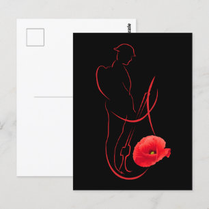 Carte Postale Coquelicot rouge de soldat Mémorial militaire Jour