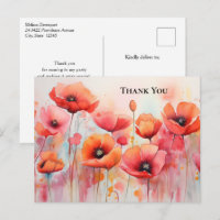 Coquelicots dans un champ à l'aquarelle Merci