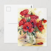 Carte postale - Coquelicots dans un pot (Devant / Derrière)