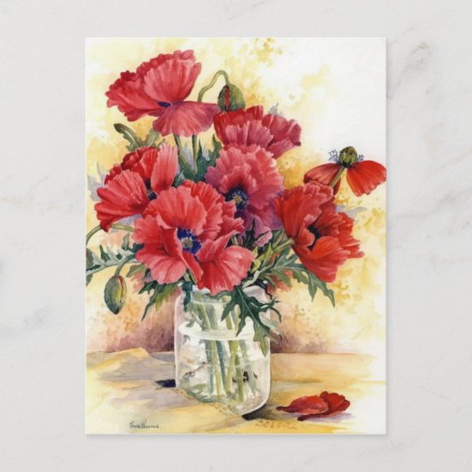 Carte postale - Coquelicots dans un pot (Devant)