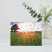 Carte postale coquelicots, soleil et oiseaux (Debout devant)