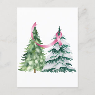 Carte Postale Coquette Arbre de Noël, Sensibilisation au cancer 