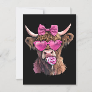 Carte Postale Coquette Highland Cow Bubblegum 2025