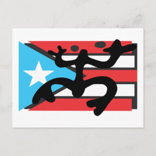Carte Postale Coqui taíno sobre bandera de Porto Rico
