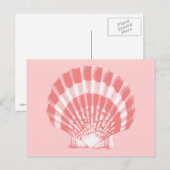 Carte Postale Coquillage - corail rose et blanc (Devant / Derrière)