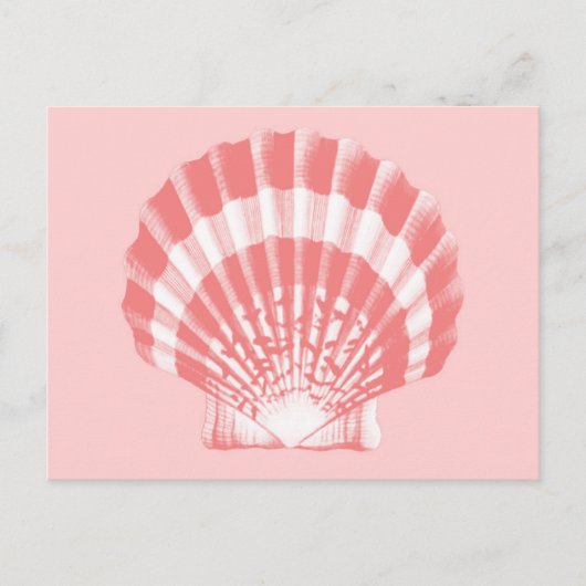 Carte Postale Coquillage - corail rose et blanc (Devant)