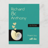 Carte Postale Coquillage et cœurs, remerciement de mariage sur l (Devant)