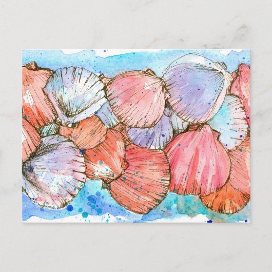 Carte Postale Coquillages Clam Shell Ocean Beach Spatter (Devant)