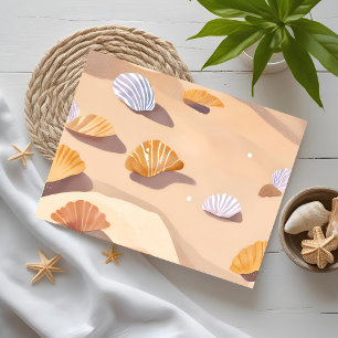 Carte Postale Coquillages dans le sable Aquarelle de plage