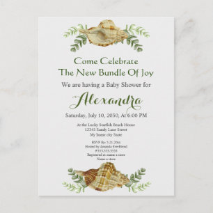Carte Postale Coquillages de coquillages verdoyants Baby shower 