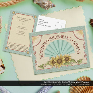 Carte Postale Coquillages Sourires Vibrations Vintage de Soleil