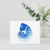 Carte Postale Coquille de Nautilus - bleu cobalt et blanc (Debout devant)