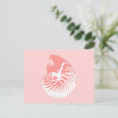 Carte Postale Coquille de Nautilus - corail rose et blanc (Debout devant)
