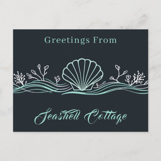 Carte Postale Coquilles sur fond vert foncé (Devant)