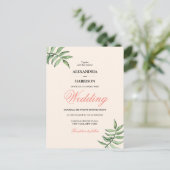 Carte Postale Corail botanique moderne Faire-part de mariage ver (Debout devant)