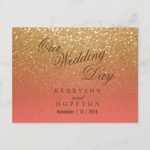 Carte Postale Corail et paillettes d'or - RSVP