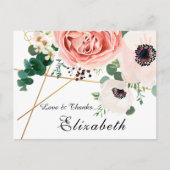 Carte Postale Corail rose moderne Merci botanique floral (Devant)