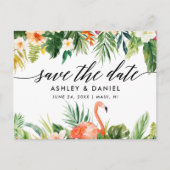 Carte Postale Corail Tropical Floral Calligraphie Enregistrer La (Devant)